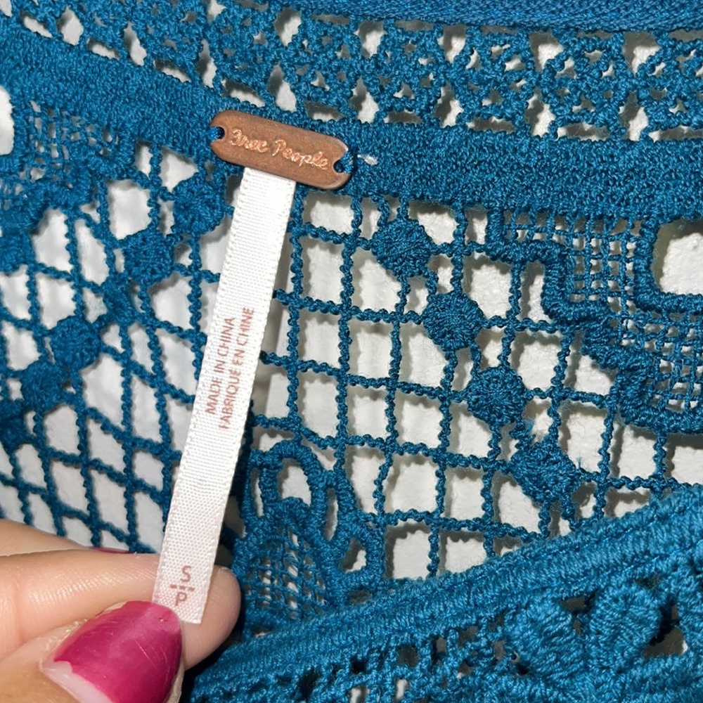 Free People Emily Crochet Dress Small Teal Blue - Picture 6 of 7